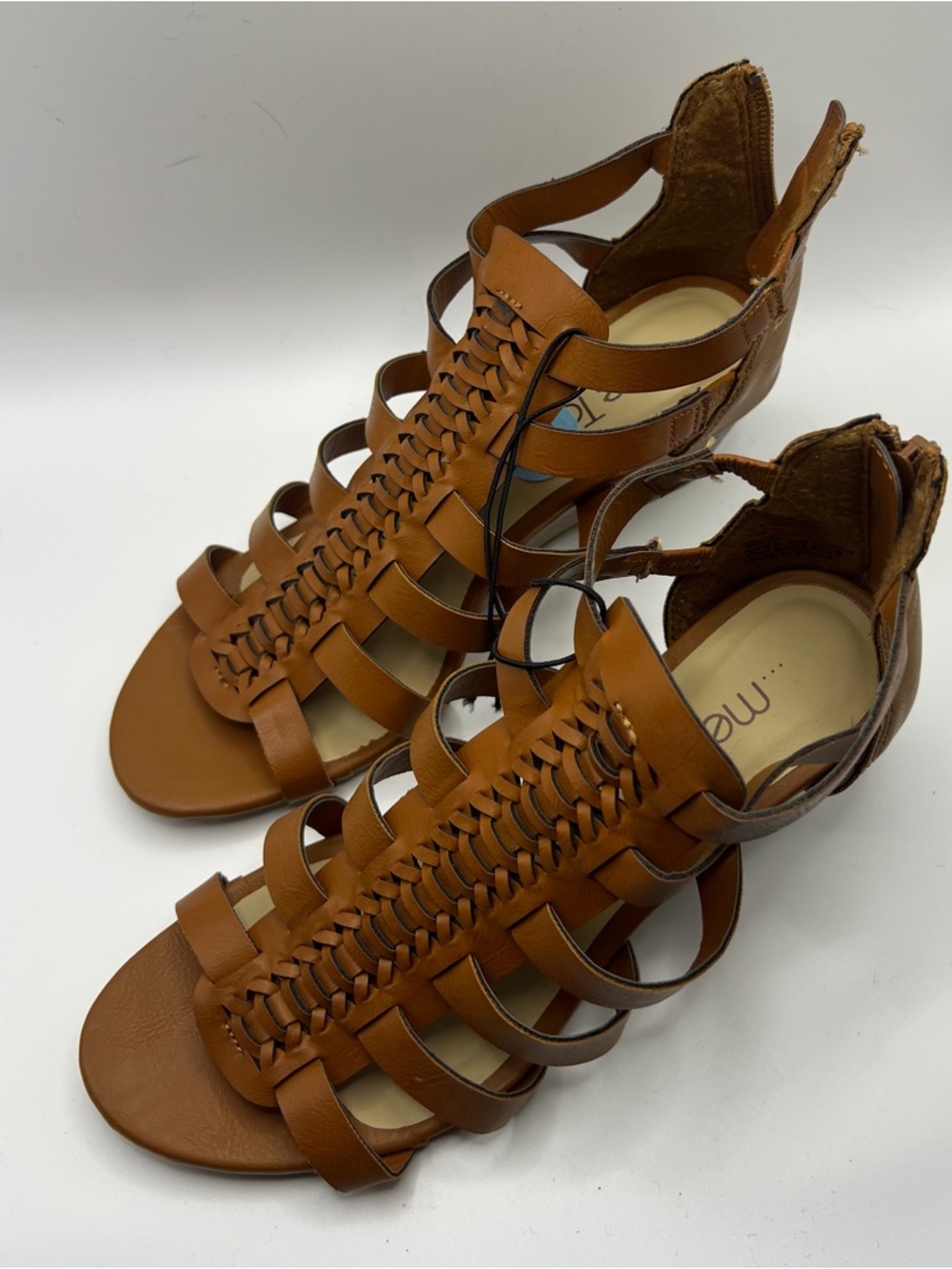 me too Tan Braided Gladiator Sandals